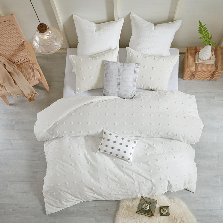 Boho Aesthetic Montreuil | 7 Piece Cotton Modern Luxury Jacquard Duvet Set | Biophilic Design Airbnb Decor Furniture 