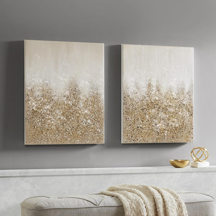 Boho Aesthetic Gold Modern Mid Century Luxury Heavy Textured Canvas | Biophilic Design Airbnb Decor Furniture 
