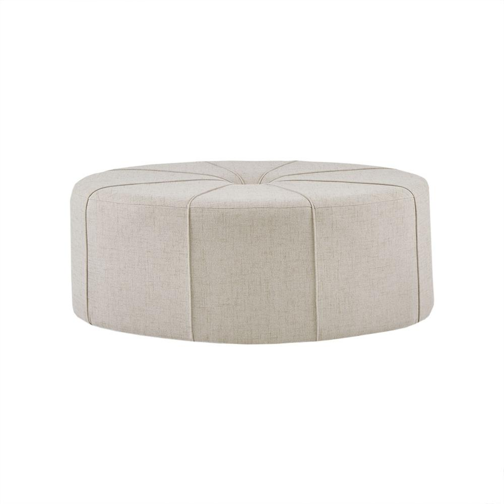 Boho Aesthetic White Modern Luxury Oval Ottoman Bench | Biophilic Design Airbnb Decor Furniture 