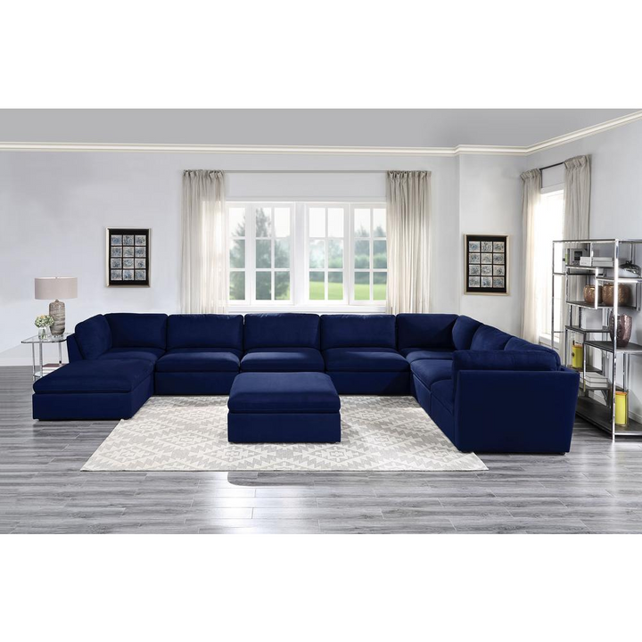 Boho Aesthetic Crosby Modular - Armless Chair, Blue Fabric (56035) | Biophilic Design Airbnb Decor Furniture 
