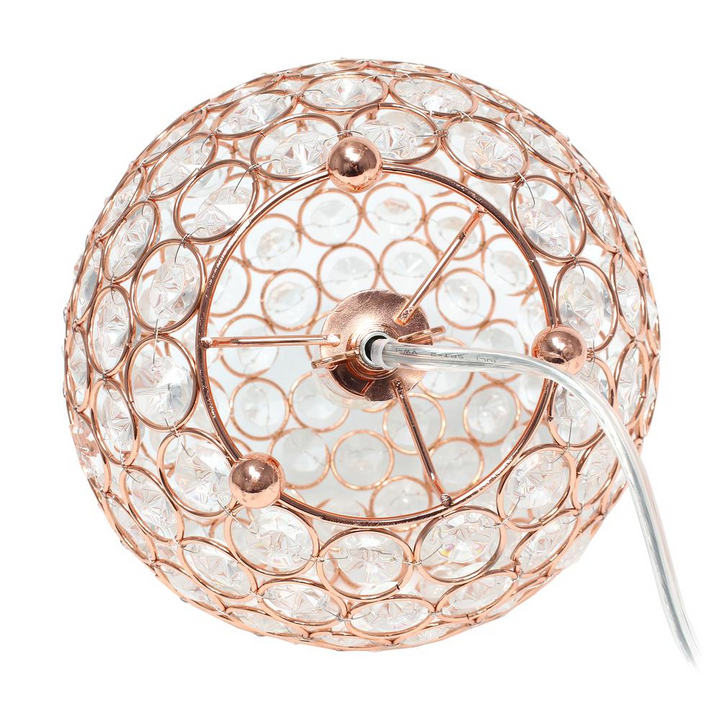 Boho Aesthetic 8 Inch Crystal Ball Sequin Table Lamp, Rose Gold | Biophilic Design Airbnb Decor Furniture 