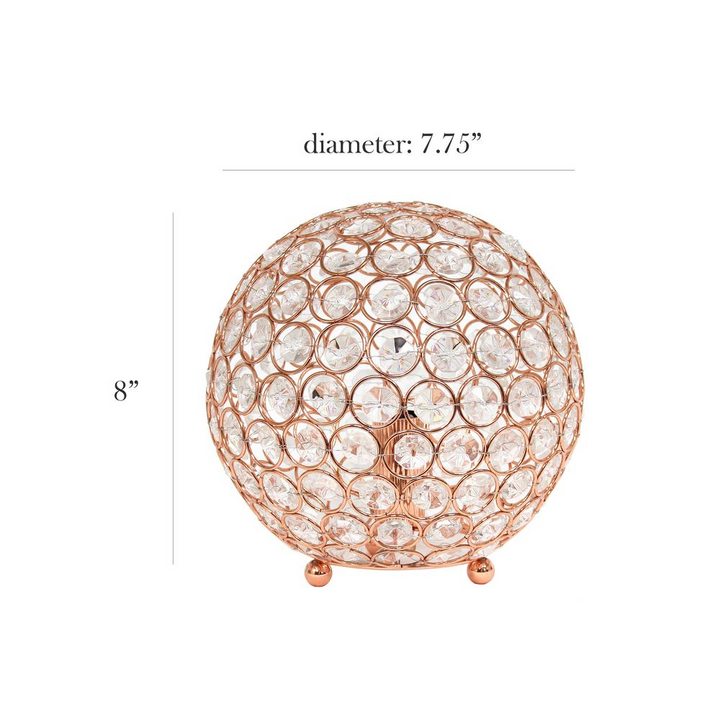 Boho Aesthetic Contemporary Modern Mid Century Rose Gold Crystal Ball Sequin Table Lamp | Biophilic Design Airbnb Decor Furniture 