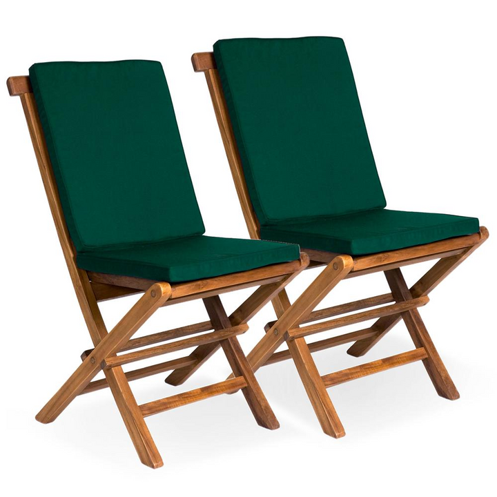 Boho Aesthetic Biophilic Folding Chair Set with Green Cushions | Biophilic Design Airbnb Decor Furniture 