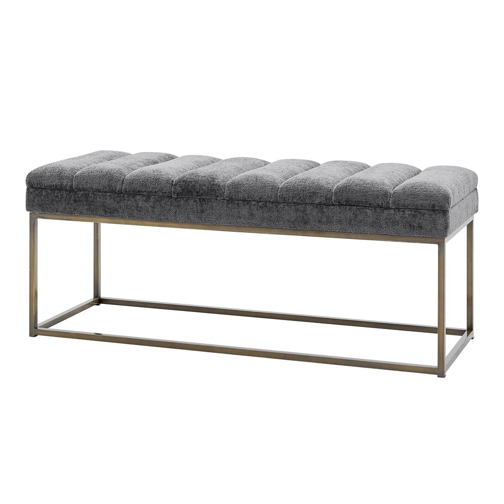 Boho Aesthetic Le Havre | Dark Grey Modern Luxury Contemporary Upholstered Bench | Biophilic Design Airbnb Decor Furniture 