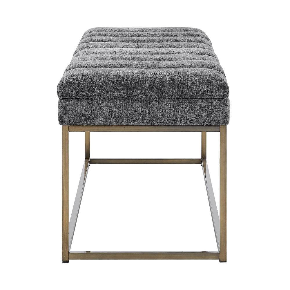Boho Aesthetic Le Havre | Dark Grey Modern Luxury Contemporary Upholstered Bench | Biophilic Design Airbnb Decor Furniture 