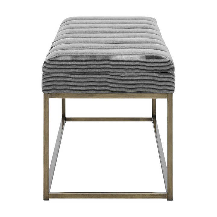Boho Aesthetic Le Havre | Light Gray Modern Luxury Contemporary Upholstered Bench | Biophilic Design Airbnb Decor Furniture 