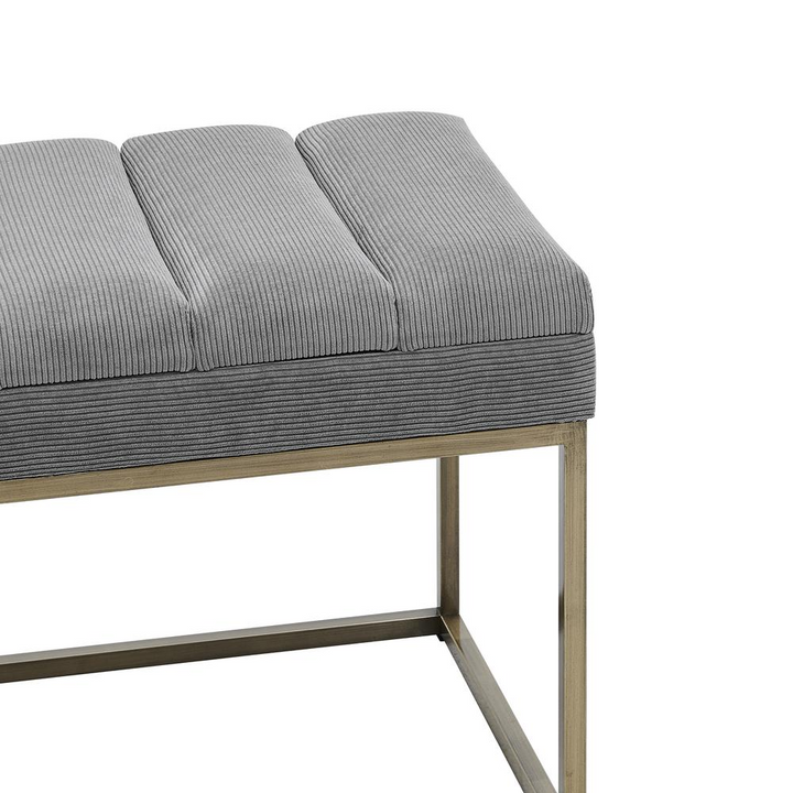 Boho Aesthetic Le Havre | Light Gray Modern Luxury Contemporary Upholstered Bench | Biophilic Design Airbnb Decor Furniture 