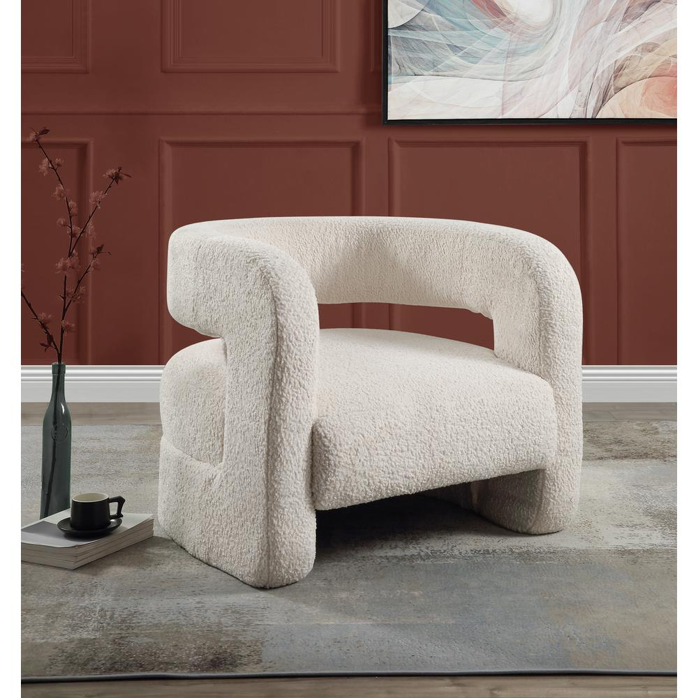 Boho Aesthetic ACME Yitua Accent Chair, White Teddy Sherpa | Biophilic Design Airbnb Decor Furniture 