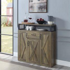 Boho Aesthetic ACME Abiram Server, Rustic Oak Finish | Biophilic Design Airbnb Decor Furniture 