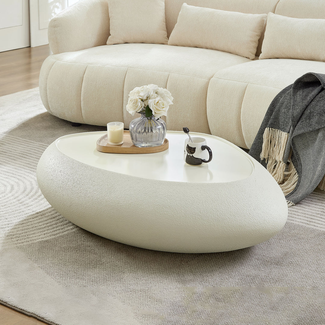 Buy farmhouse furniture Opaline Stone Coffee Table | Modern Minimalist Oval Fiberglass | Farmhouse Living Room - Modern Cottage Farmhouse Furniture
