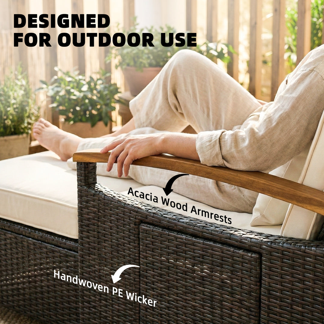 Buy farmhouse furniture Rattan Beige Modern Cottage Farmhouse Style Sofa Couch Sectional Daybed Outdoor Daybed - Modern Cottage Farmhouse Furniture