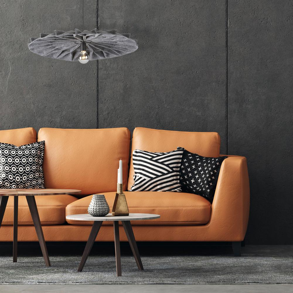 Boho Aesthetic 1 Light Grey Felt Shape Incandescent Pendant Chandelier | Biophilic Design Airbnb Decor Furniture 