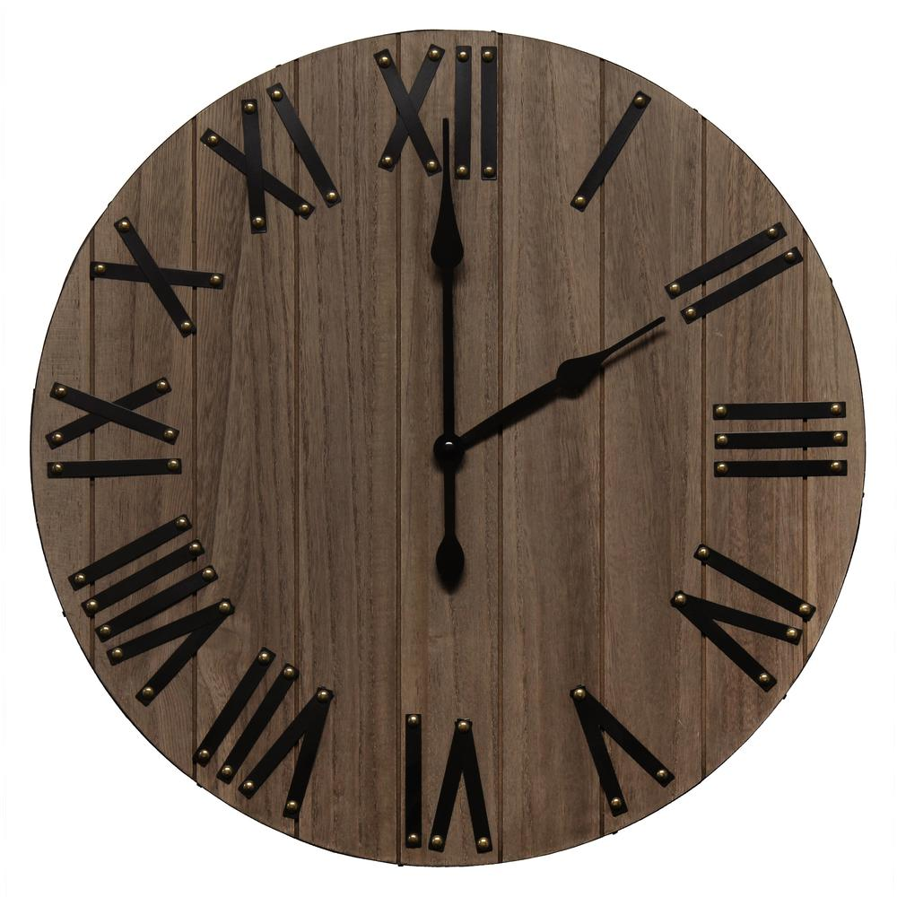 Boho Aesthetic Handsome 21" Rustic Farmhouse Wood Wall Clock, Restored Wood | Biophilic Design Airbnb Decor Furniture 