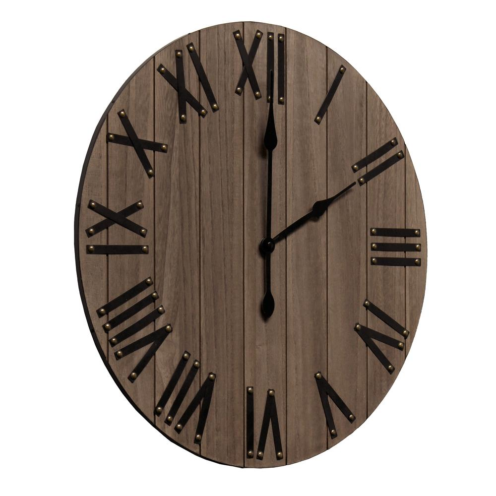 Boho Aesthetic Handsome 21" Rustic Farmhouse Wood Wall Clock, Restored Wood | Biophilic Design Airbnb Decor Furniture 