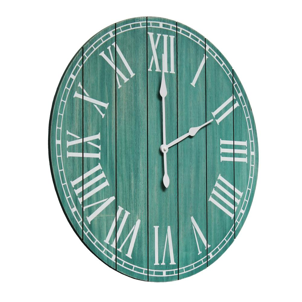 Boho Aesthetic Large Emerald Plank 23" Large Rustic Coastal Wall Clock | Biophilic Design Airbnb Decor Furniture 