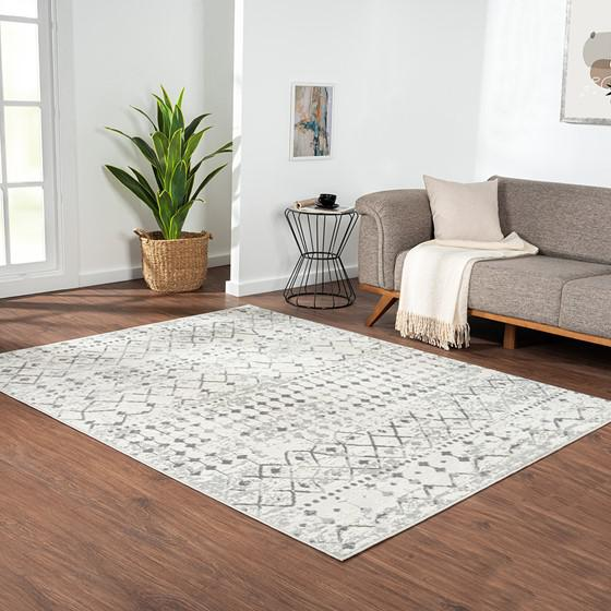 Boho Aesthetic Large Modern Moroccan Global Print Woven Area Rug 8x10' | Biophilic Design Airbnb Decor Furniture 