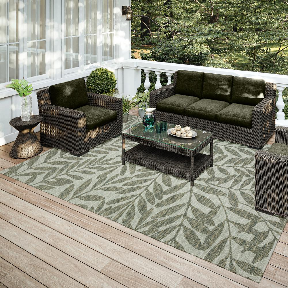 Boho Aesthetic Yuma Green Coastal Floral 9' x 12' Area Rug Green AYU35 | Biophilic Design Airbnb Decor Furniture 