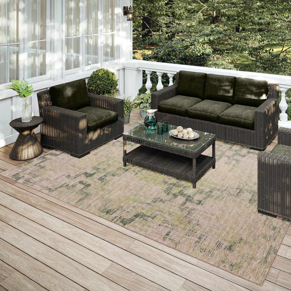 Boho Aesthetic Yuma Green Transitional Trellis 8' x 10' Area Rug Green AYU45 | Biophilic Design Airbnb Decor Furniture 