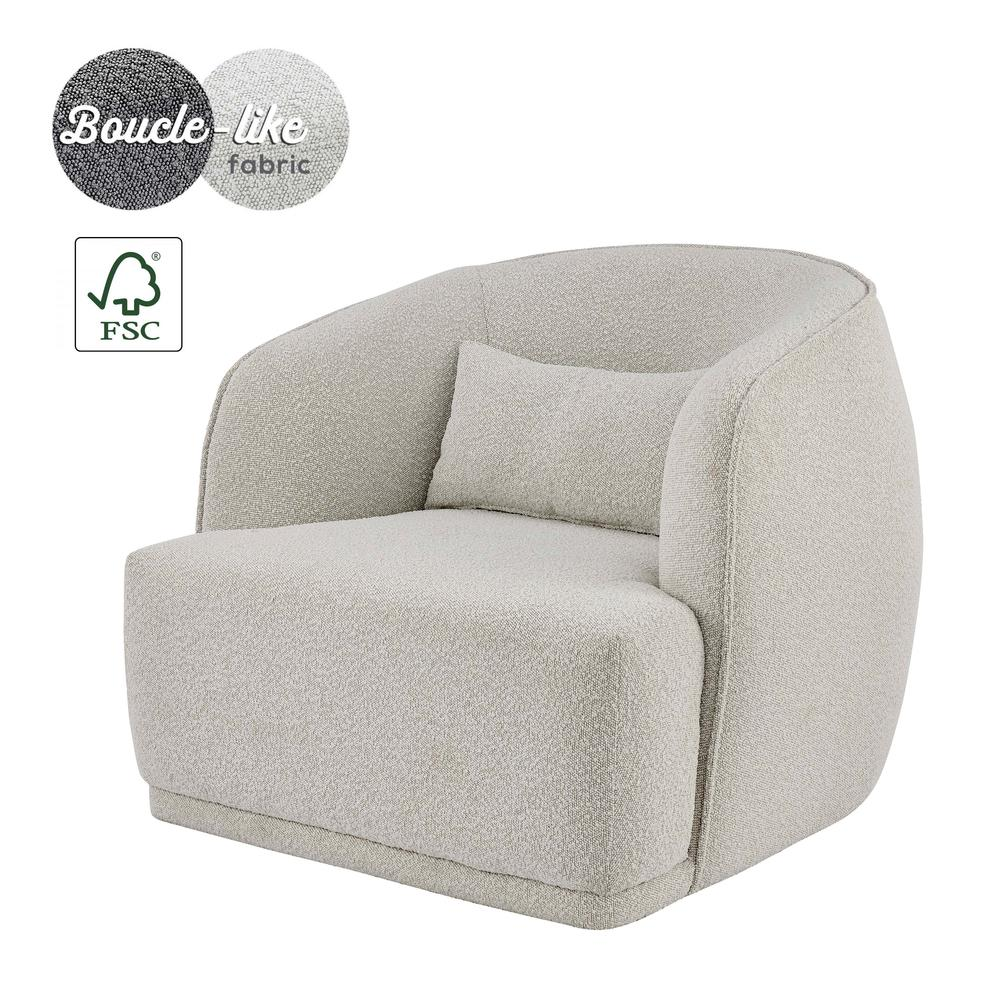 Boho Aesthetic Modern Luxury White Fabric Swivel Accent Chair | Biophilic Design Airbnb Decor Furniture 