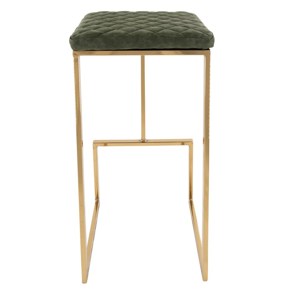 The Portofino Olive Green Tuscan Leather & Gold Bar Stools – Set of 2 - Mediterranean Italian Contemporary Home Decor Furniture