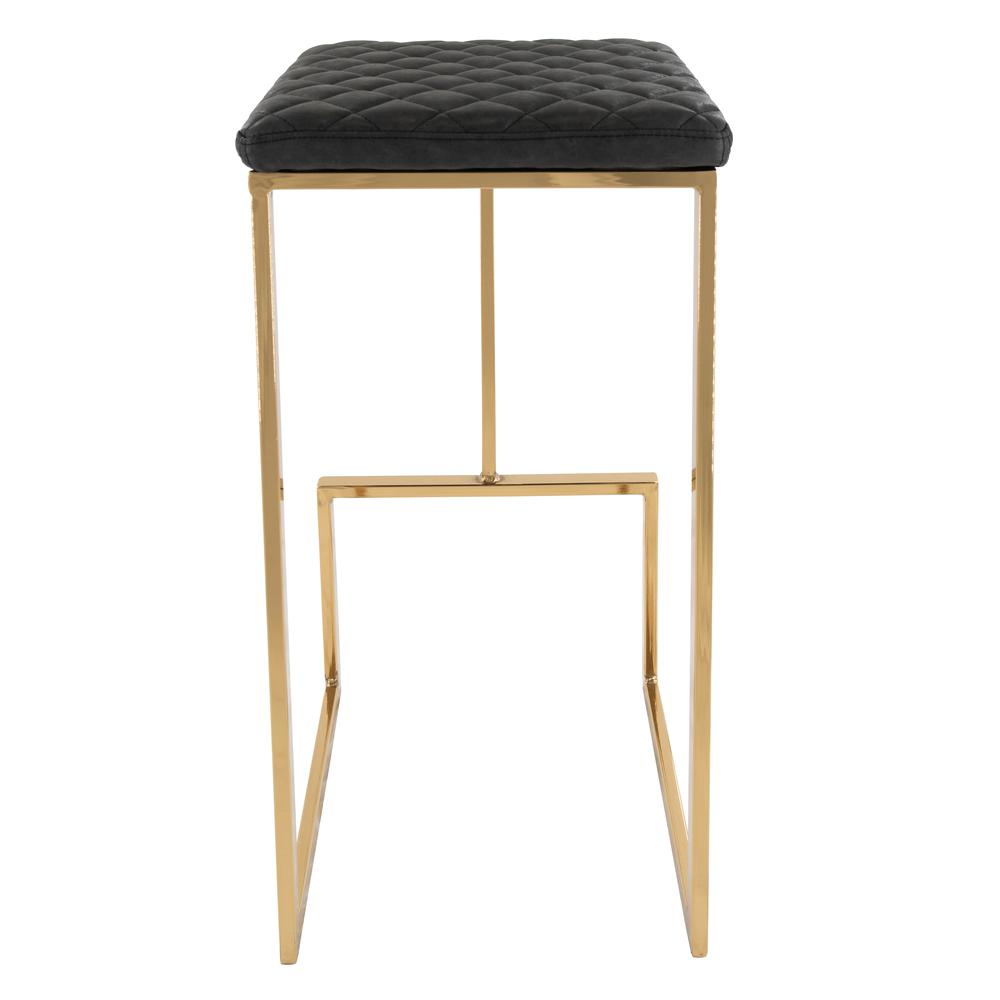 The Portofino Black Tuscan Leather & Gold Bar Stools – Set of 2 - Mediterranean Tuscan Contemporary Home Decor Furniture