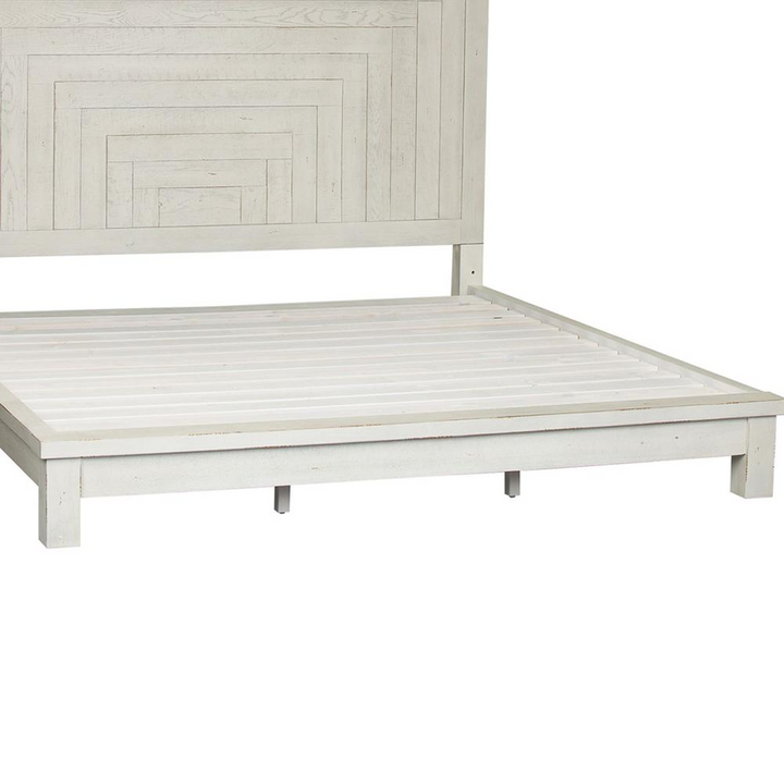 Boho Aesthetic Apiary | Modern Farmhouse King Platform Bed, White | Biophilic Design Airbnb Decor Furniture 