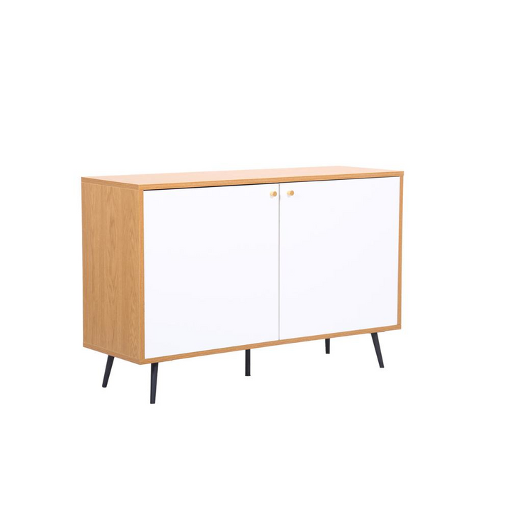 Boho Aesthetic Carlotta Light Brown and White Storage Console Cabinet Table | Biophilic Design Airbnb Decor Furniture 