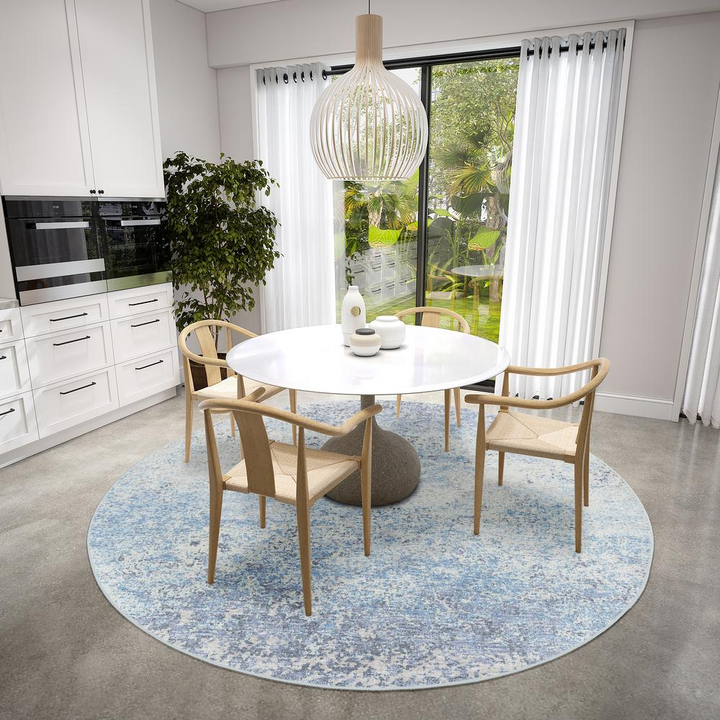 Boho Aesthetic Winslow | Large Modern Circle Round Rug 4' x 4' Round Rug | Biophilic Design Airbnb Decor Furniture 