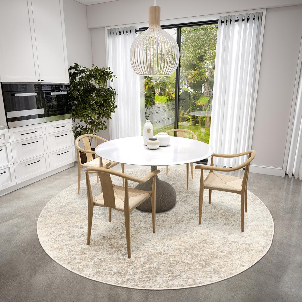 Boho Aesthetic Winslow | Khaki Large Modern Circle Round Rug 8' x 8' Round Rug | Biophilic Design Airbnb Decor Furniture 