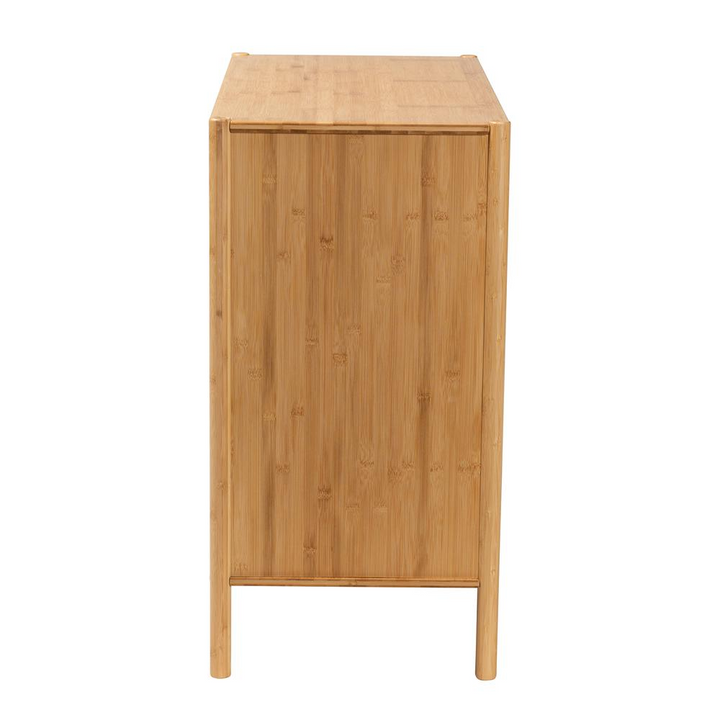 Boho Aesthetic Transitional Natural Brown Bamboo Wood 3-Drawer Storage Cabinet | Biophilic Design Airbnb Decor Furniture 