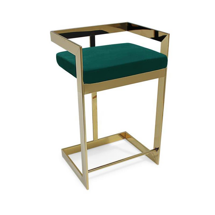 Boho Aesthetic Biophilic Luxury Gold Base Bar Chair | Biophilic Design Airbnb Decor Furniture 