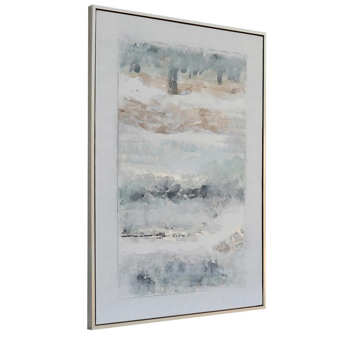 Boho Aesthetic Crestview Collection Gemma Wall Art, White Blue & Brown, Framed Canvas | Biophilic Design Airbnb Decor Furniture 