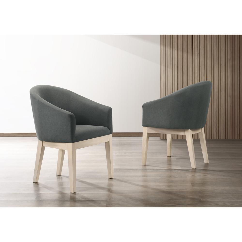 Boho Aesthetic Neroli Set of 2 Gray Fabric Barrel Accent Chair | Biophilic Design Airbnb Decor Furniture 