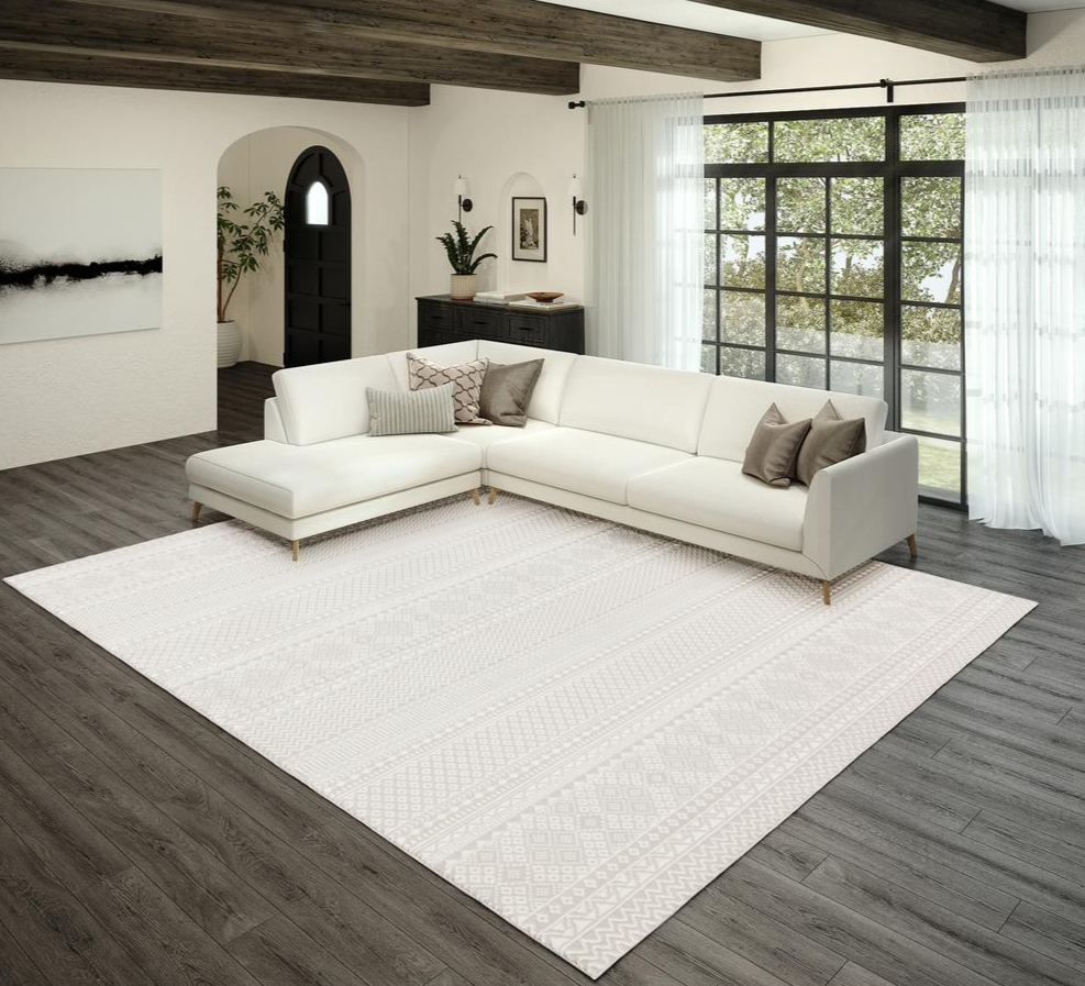 Boho Aesthetic The Ansley Oyster 5'1" x 7'5" Large Sofa Rug | Biophilic Design Airbnb Decor Furniture 