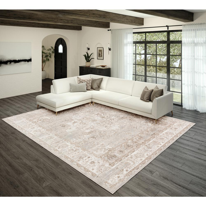 Boho Aesthetic Ansley AAS36 Tan 7'10" x 10' Rug | Biophilic Design Airbnb Decor Furniture 