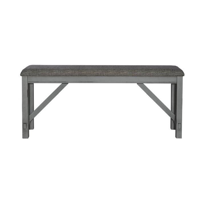 Boho Aesthetic Saint-Denis | Grey Modern Farmhouse Upholstered Bench Seat | Biophilic Design Airbnb Decor Furniture 