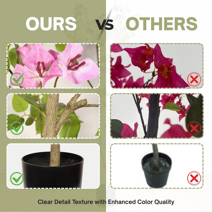 Buy farmhouse furniture Artificial Bougainvillea Tree with Black Pot | Faux Pink Flowering Indoor Plant | 72" Tall - Modern Cottage Farmhouse Furniture