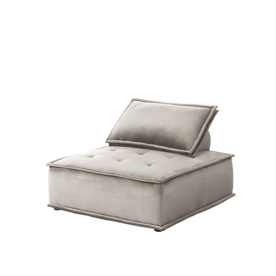 Boho Aesthetic Modern Modular Mid Century Gray Velvet Armless Lounge Chair | Biophilic Design Airbnb Decor Furniture 