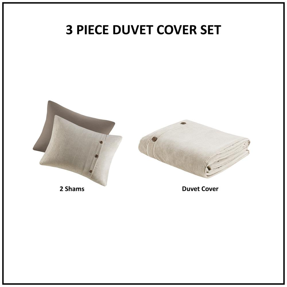 Boho Aesthetic Genoa  | 3 Piece Full/Queen Tan Corduroy Duvet Cover Set | Biophilic Design Airbnb Decor Furniture 