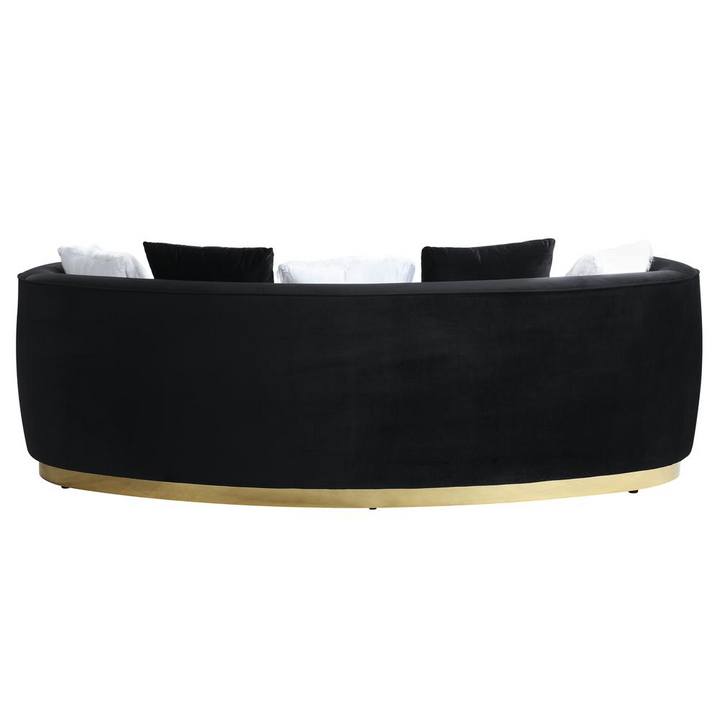 Boho Aesthetic Achelle Black Velvet Sofa w/5 Pillows | Biophilic Design Airbnb Decor Furniture 