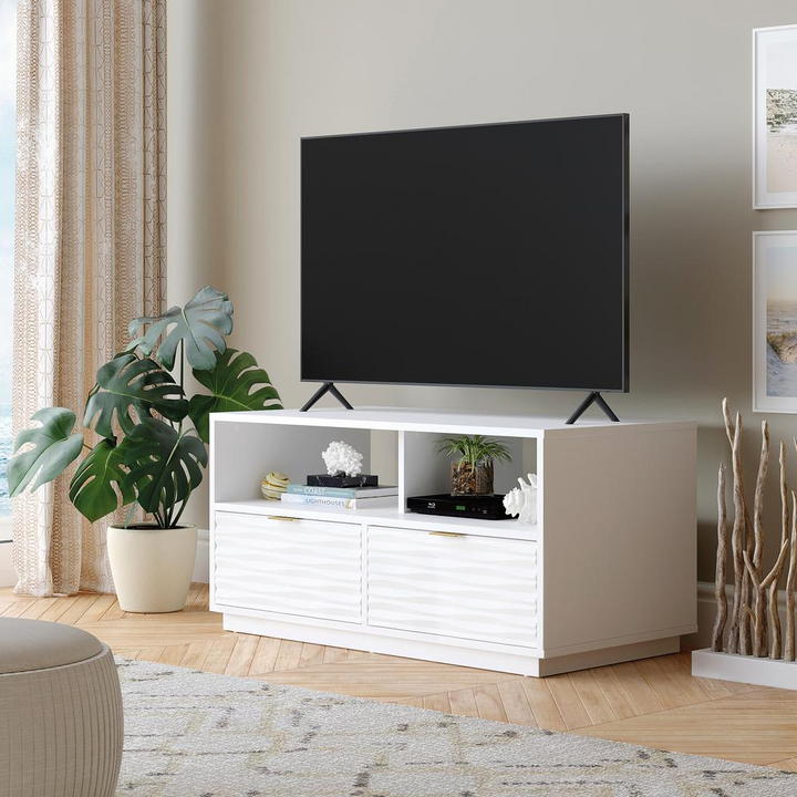 Boho Aesthetic Morgan Main 40" Tv Stand Wh | Biophilic Design Airbnb Decor Furniture 