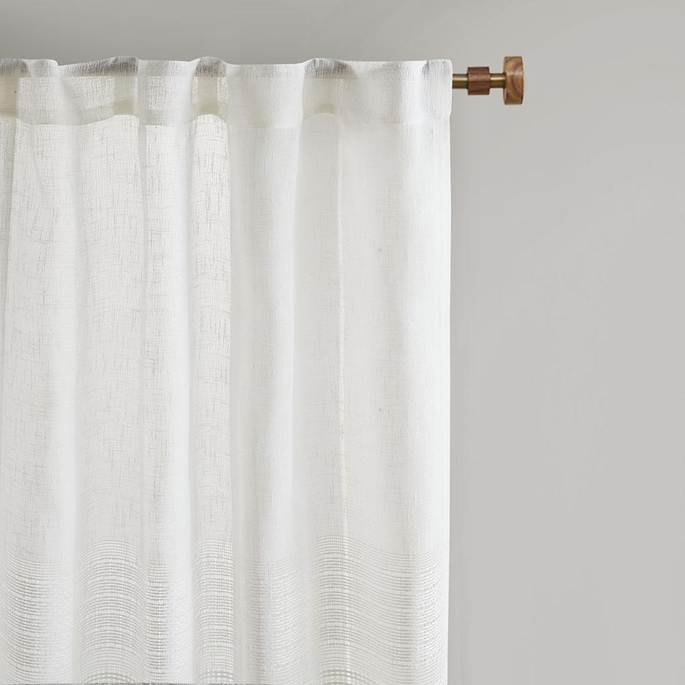 Boho Aesthetic Modern Luxury White Sheer Curtain Panel (Pair) | Biophilic Design Airbnb Decor Furniture 