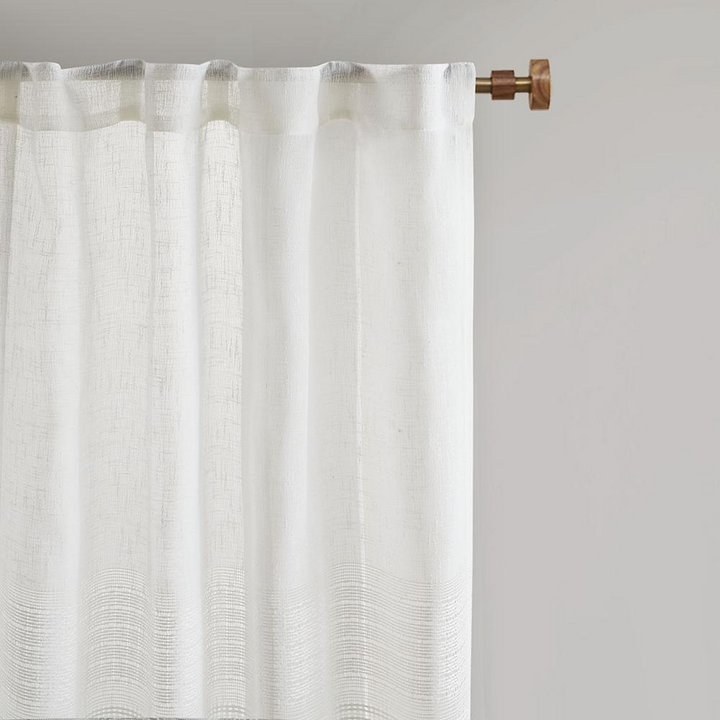 Boho Aesthetic Modern Luxury White Sheer Curtain Panel (Pair) | Biophilic Design Airbnb Decor Furniture 