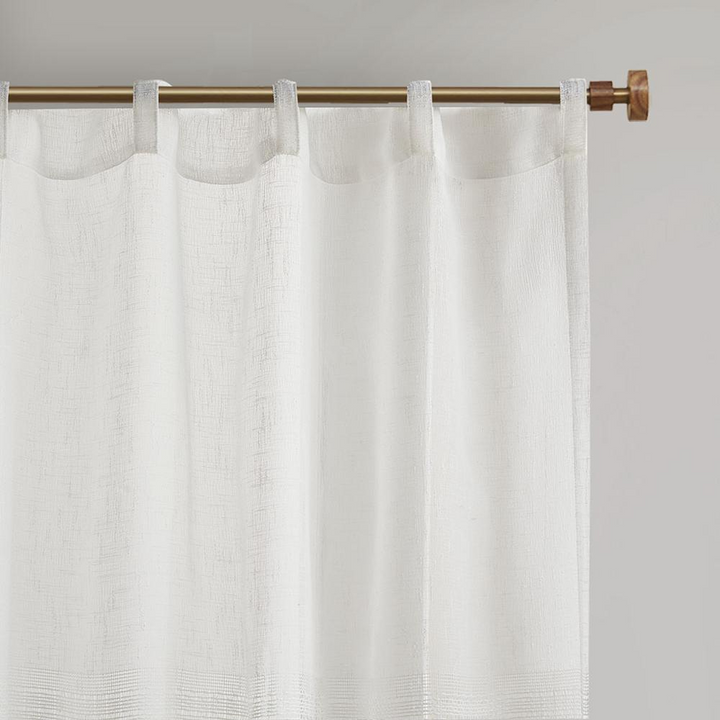 Boho Aesthetic Modern Luxury White Sheer Curtain Panel (Pair) | Biophilic Design Airbnb Decor Furniture 