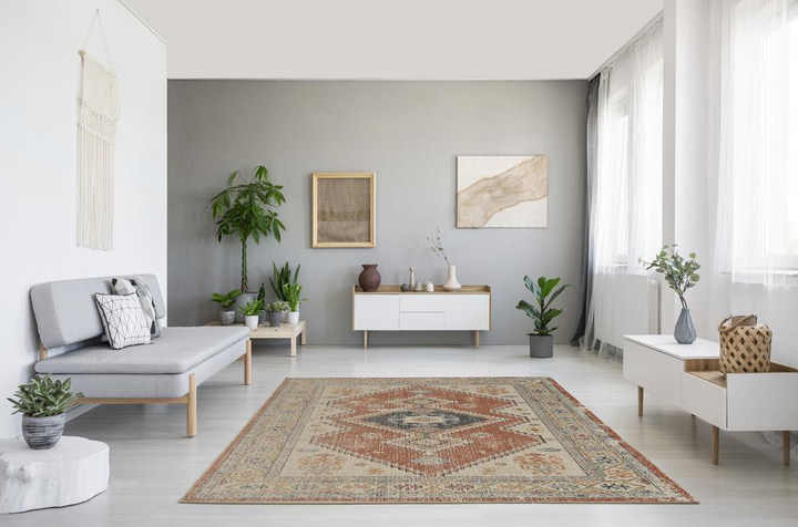 Valencia Rust | Large Mediterranean Vintage Distressed Area Rug - Mediterranean Italian Contemporary Home Decor Furniture