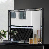 Boho Aesthetic Dresser & Mirror, Black | Biophilic Design Airbnb Decor Furniture 