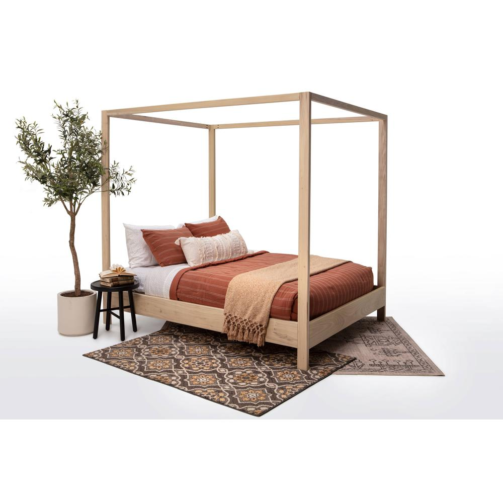 Boho Aesthetic Queen Size Sustainable and Eco-friendly Modern Canopy Bed with Raised Platform | Biophilic Design Airbnb Decor Furniture 