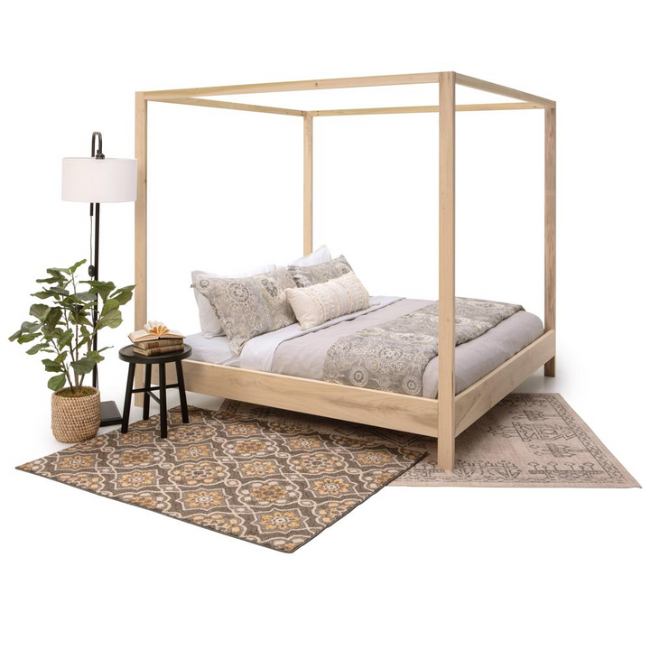 Boho Aesthetic King Size Sustainable and Eco-friendly Modern Canopy Bed with Raised Platform | Biophilic Design Airbnb Decor Furniture 