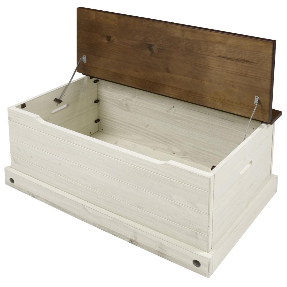 Buy farmhouse furniture Harper Farmhouse Storage Bench | Distressed White Pine Trunk Bench with Lid - Modern Cottage Farmhouse Furniture