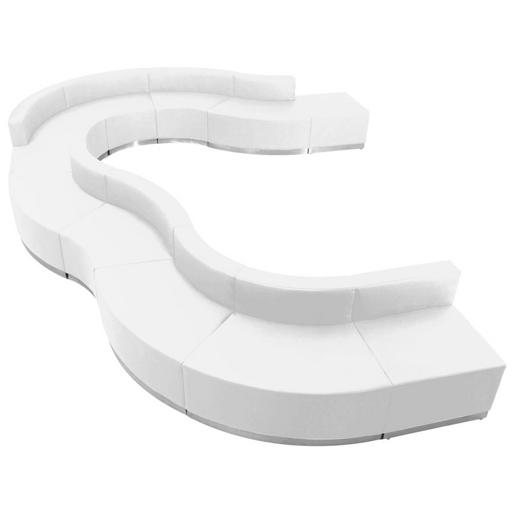Boho Aesthetic Luxury Modern Italian Large White Leather Reception Sofa  11 Pieces | Biophilic Design Airbnb Decor Furniture 
